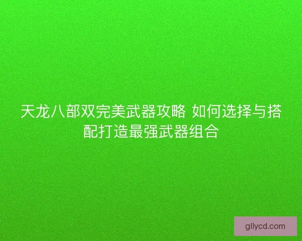 天龙八部双完美武器攻略 如何选择与搭配打造最强武器组合 天龙八部双完美武器攻略 如何选择与搭配打造最强武器组合